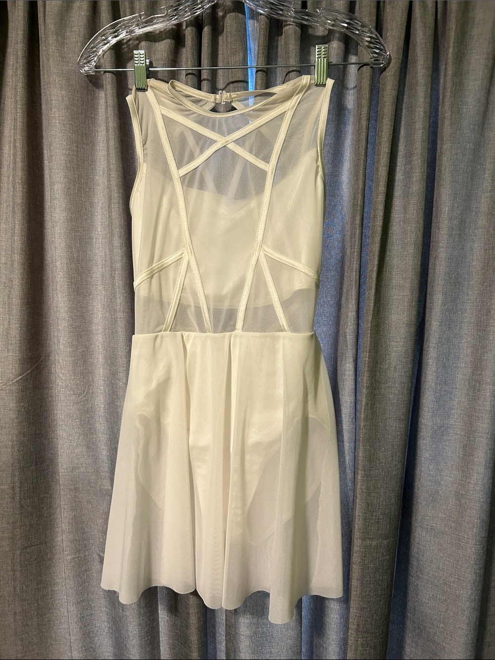 Weissman Sleeveless white Mesh Fit-and-Flare Dress